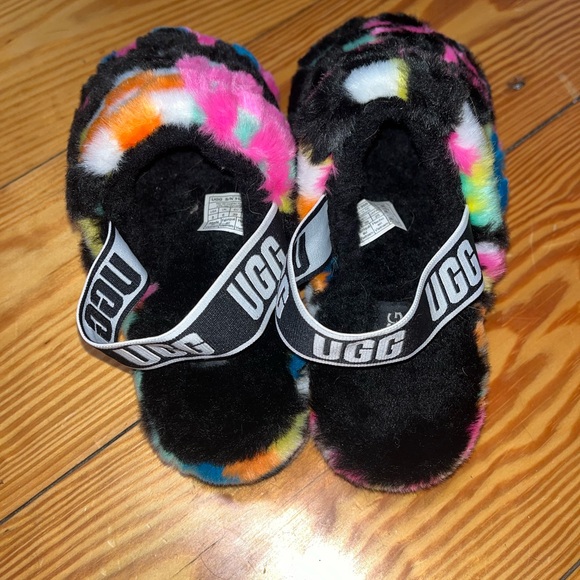 UGG Multicolor Fuzzy Slippers - Picture 2 of 4